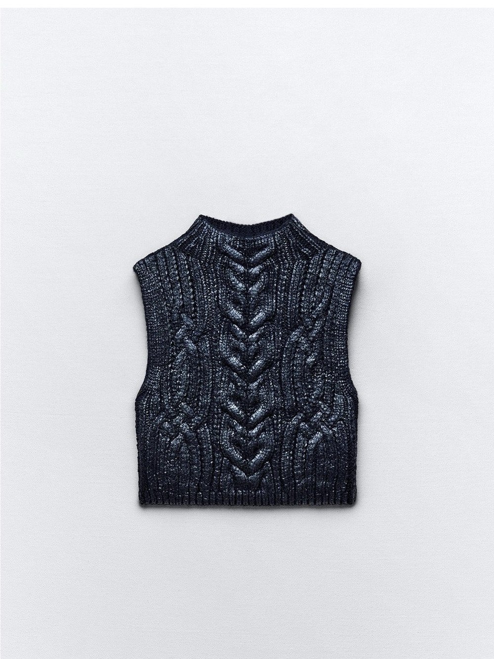 Zara Dark Navy Chunky Cable Knit Sleeveless Vest
